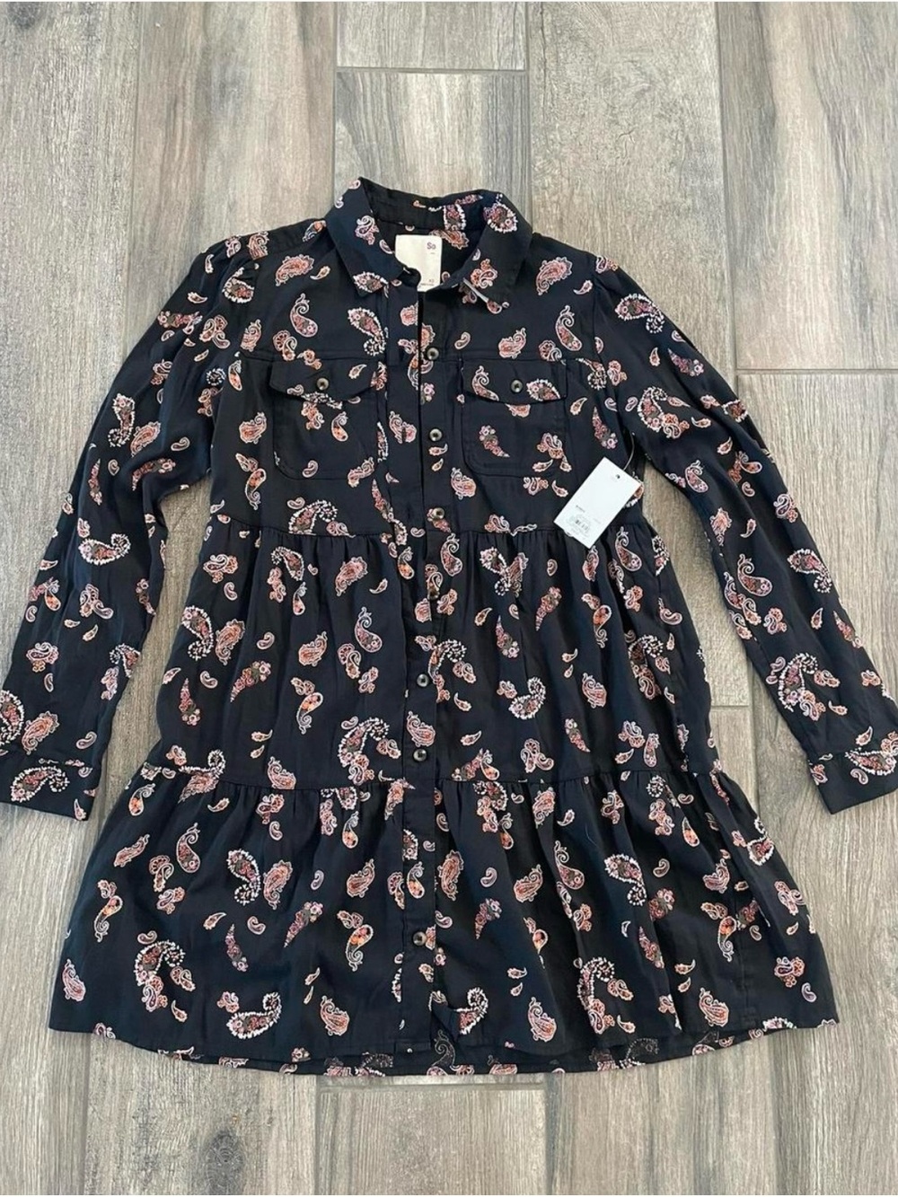 SO Black Dress with Pink Paisley Print